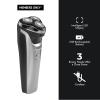 imageMembers Only Electric Razor for Men Lithium Metallic Cordless 3 Heads Rotary Shaver Precision Trimming Close Shave with Builtin Popup Trimmer IPX6 Waterproof USB Rechargeable Battery3 Head Shaver