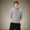 imageMembers Only Mens Crew Neck Cable SweaterGrey