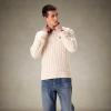 imageMembers Only Mens Crew Neck Cable SweaterIvory