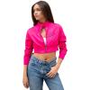 imageMembers Only Mini Cropped Jacket Women Trendy Racer JacketHot Pink