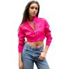 imageMembers Only Mini Cropped Jacket Women Trendy Racer JacketHot Pink