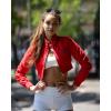 imageMembers Only Mini Cropped Jacket Women Trendy Racer JacketRed