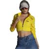imageMembers Only Mini Cropped Jacket Women Trendy Racer JacketYellow