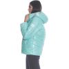 imageMembers Only Womens HiShine Chevron Quilt Puffer Jacket with Looney Tunes Mashup Print LiningMint