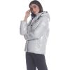 imageMembers Only Womens HiShine Chevron Quilt Puffer Jacket with Looney Tunes Mashup Print LiningSilver