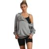 imageMembers Only Womens Taylor Double Zipper Pullover Oversized HoodieAsh