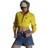 imageMembers Only Mini Cropped Jacket Women Trendy Racer JacketYellow