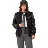imageMembers Only Oversized Wool Varsity Jacket Women Leather Sleeve  Letterman Jacket Women  Black