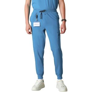 imageMembers Only London Drawstring Mens Jogger Pants Medical Scrubs Set Hospital Scrub PantsCeil Blue