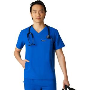 imageMembers Only Manchester VNeck Scrub Top with Pockets  Medical Scrubs for Men Hospital Uniform  Comfortable Stretch FabricRoyal Blue