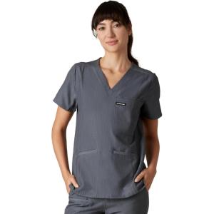 imageMembers Only Siena Double Chest ampamp Pouch Pocket Medical Scrub Top for Women Hospital UniformGraphite