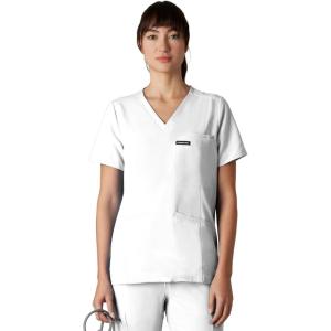 imageMembers Only Siena Double Chest ampamp Pouch Pocket Medical Scrub Top for Women Hospital UniformWhite