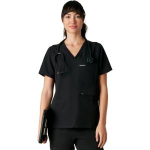 imageMembers Only Womens Bari Scrub Top with 1 Pocket Hospital UniformBlack