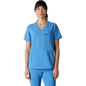 imageMembers Only Womens Cordoba VNeck Scrub Top with 5 Pocket  Medical Scrubs  Hospital Uniform Ceil Blue