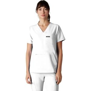 imageMembers Only Womens Cordoba VNeck Scrub Top with 5 Pocket  Medical Scrubs  Hospital Uniform White
