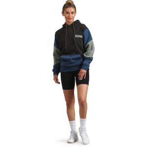 imageMembers Only Womens Drew Colorblock Oversized Hooded SweatshirtCharcoal