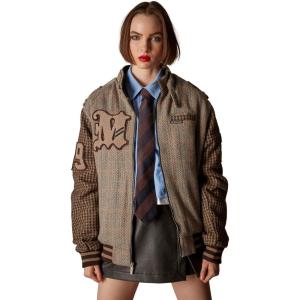 imageMembers Only Womens Oversized Designer Tweed Varsity Jacket  Tweed