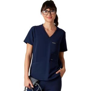 imageMembers Only Womens Palermo Scrub Top with 4 Pocket  Hospital UniformNavy