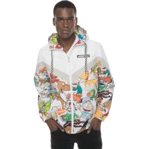 imageMembers Only Mens Nickelodeon Collab Chevron Windbreaker Lightweight Hooded JacketWhite