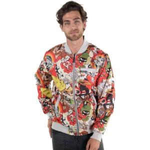 imageMembers Only Mens Looney Tunes Vintage Mash Print Jacket Silver Large