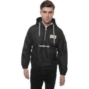 imageMembers Only Nickelodeon Print Lightweight Windbreaker Jacket for Men with Hood ampamp Half Zip Black 2XL