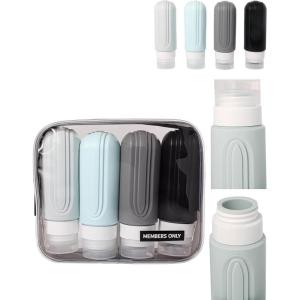imageMembers Only 4Piece Leakproof Silicone Travel Bottles Travel Size Containers Toiletry Bottles Traveling Essentials