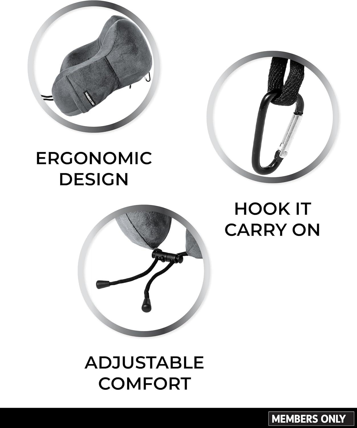 imageMembers Only Grey Travel Neck Pillow  Plane Neck Pillow for Sleeping on Long Flights and Car Rides  Travel AccessoriesGrey