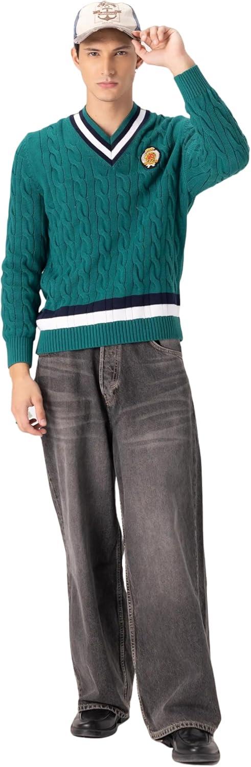 imageMembers Only Mens Cricket Sweater  100 Cotton Cable Knit Sweater Men  Cotton Cable Knit Sweater  Sweaters for MenGreen