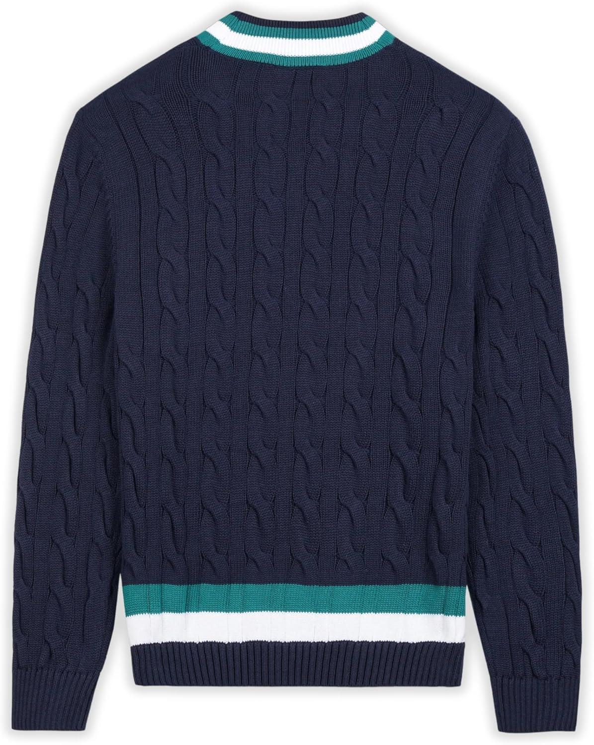 imageMembers Only Mens Cricket Sweater  100 Cotton Cable Knit Sweater Men  Cotton Cable Knit Sweater  Sweaters for MenNavy