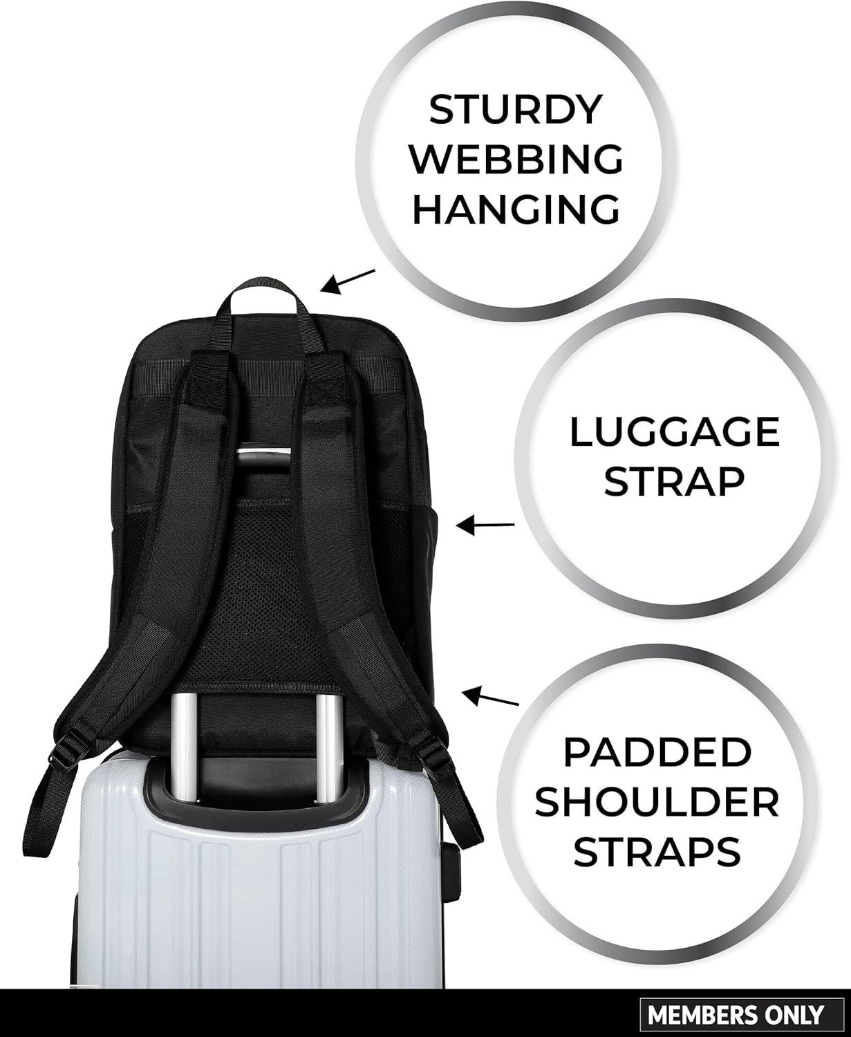 imageMembers Only Black Travel Backpack Laptop Backpack for Men Padded Laptop Sleeve 15quot Work and College Bag