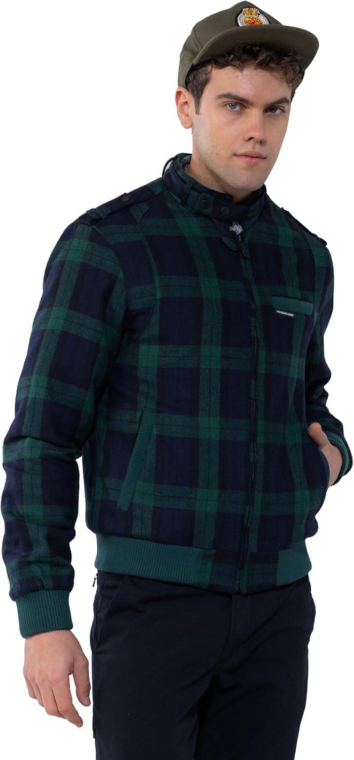 imageMembers Only Mens Winter Outwear Wool Iconic Racer Jacket Coat  Flannel Wool Jacket Men  Wool Lined Jacket Men  Green