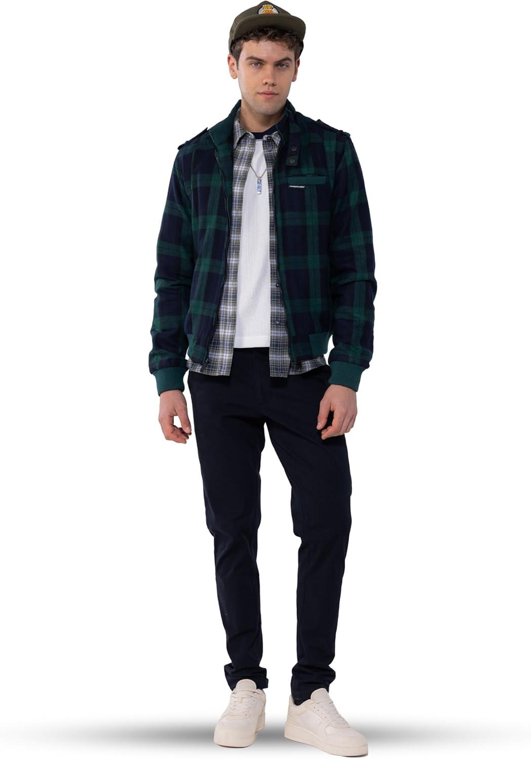 imageMembers Only Mens Winter Outwear Wool Iconic Racer Jacket Coat  Flannel Wool Jacket Men  Wool Lined Jacket Men  Green