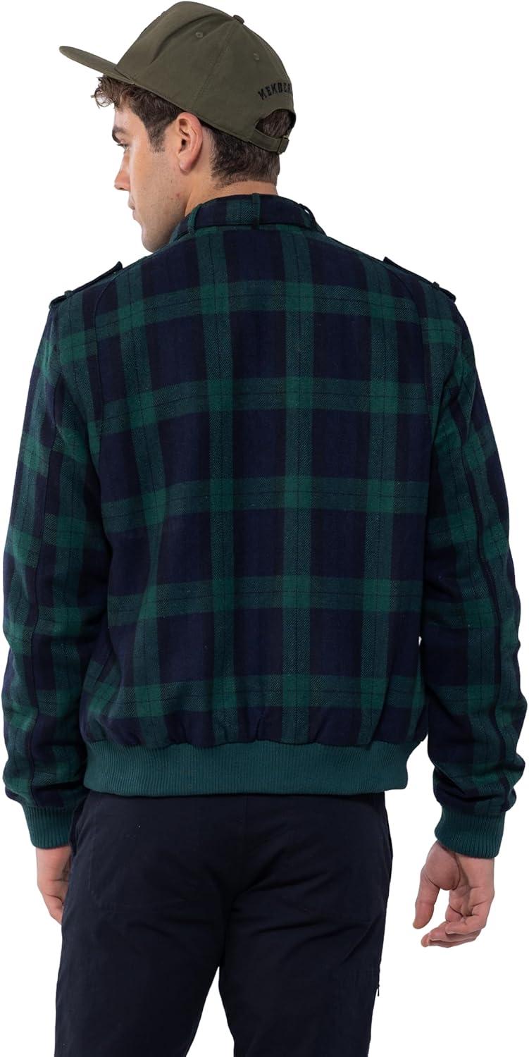 imageMembers Only Mens Winter Outwear Wool Iconic Racer Jacket Coat  Flannel Wool Jacket Men  Wool Lined Jacket Men  Green