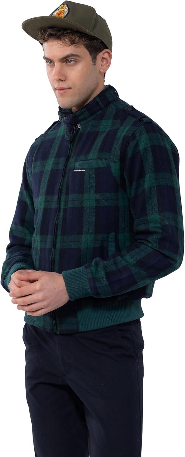 imageMembers Only Mens Winter Outwear Wool Iconic Racer Jacket Coat  Flannel Wool Jacket Men  Wool Lined Jacket Men  Green