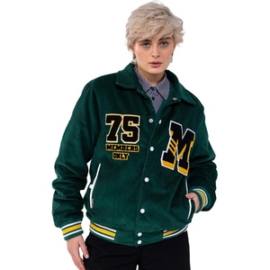 image:imageMembers Only Corduroy Varsity Jacket Women  Letterman Jacket Woman  Corduroy Jacket Women  Womens Varsity JacketGreen
