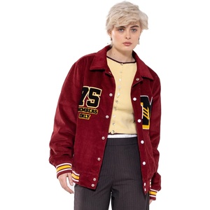 image:imageMembers Only Corduroy Varsity Jacket Women  Letterman Jacket Woman  Corduroy Jacket Women  Womens Varsity JacketRed